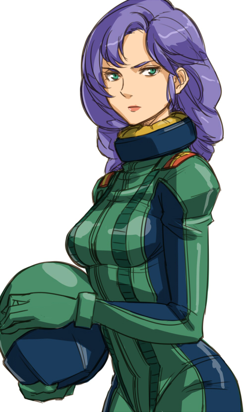 breasts, character_request, copyright_request, green_eyes, gundam, gus_(clarkii), headwear_removed, helmet