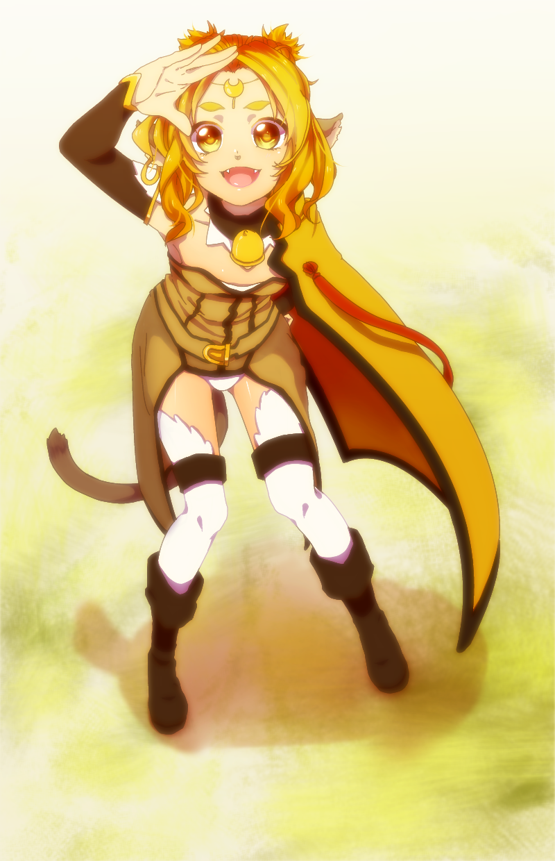 alicia_rue, animal_ears, bell, blonde_hair, boots, cat_ears, circlet, cloak