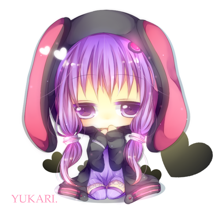 character_name, chibi, flat_gaze, heart, hoodie, kanataww, purple_eyes, purple_hair