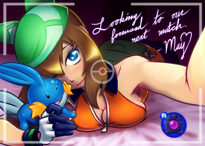 adapted_costume, bandana, bandanna, blue_eyes, breast_press, breast_squish, breasts, brown_hair