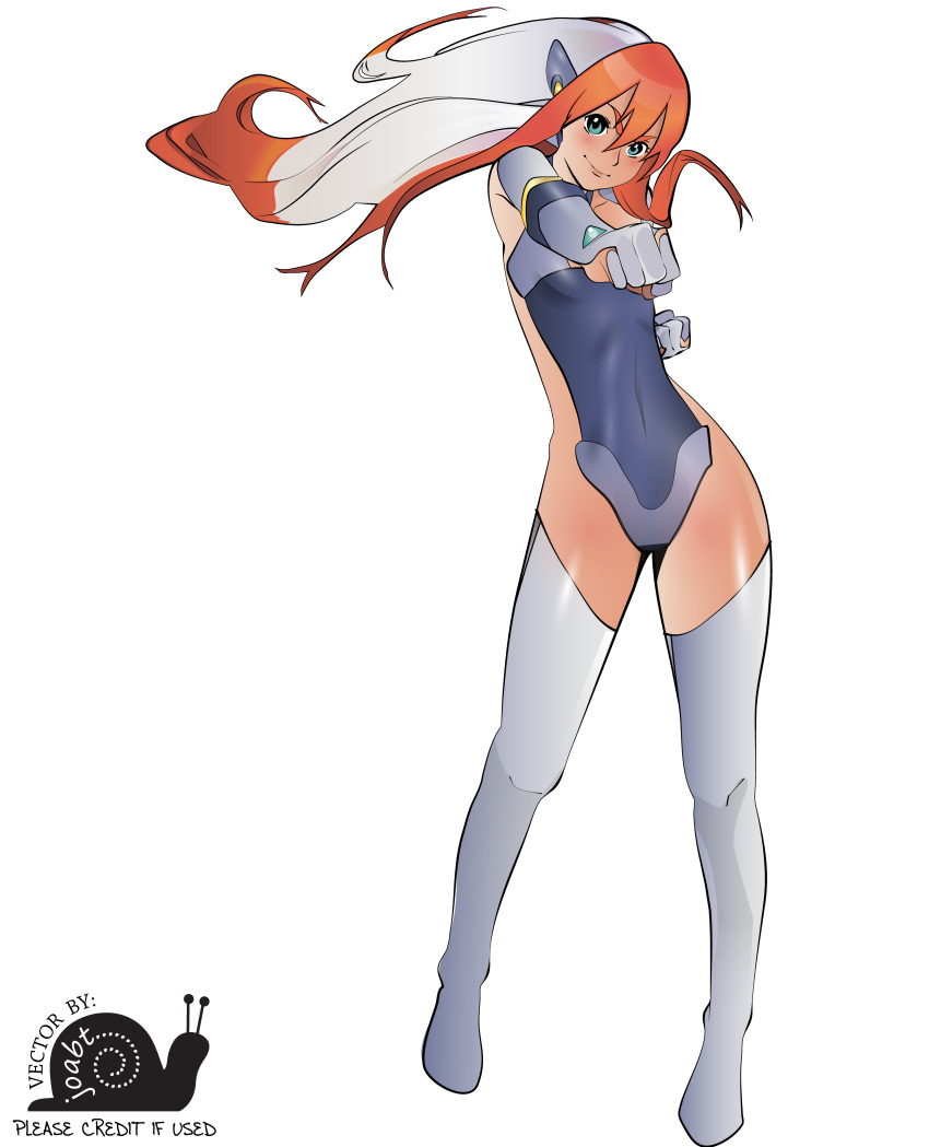 absurdres, birdy_cephon_altirra, boots, contrapposto, elbow_gloves, fighting_stance, gloves, green_eyes