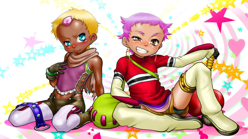 blonde_hair, blue_eyes, blush, boots, boro, brown_eyes, chat, chat_(cosplay)