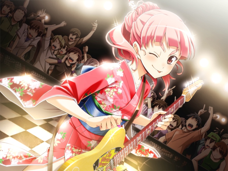 deardrops, fujimaru_(bluebrand), game_cg, guitar, hair_stick, instrument, japanese_clothes, kimono