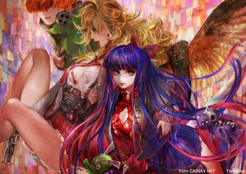 2girls, blonde_hair, blue_eyes, bow, brief_(character), brief_(psg), chuck_(psg), gainaxtop