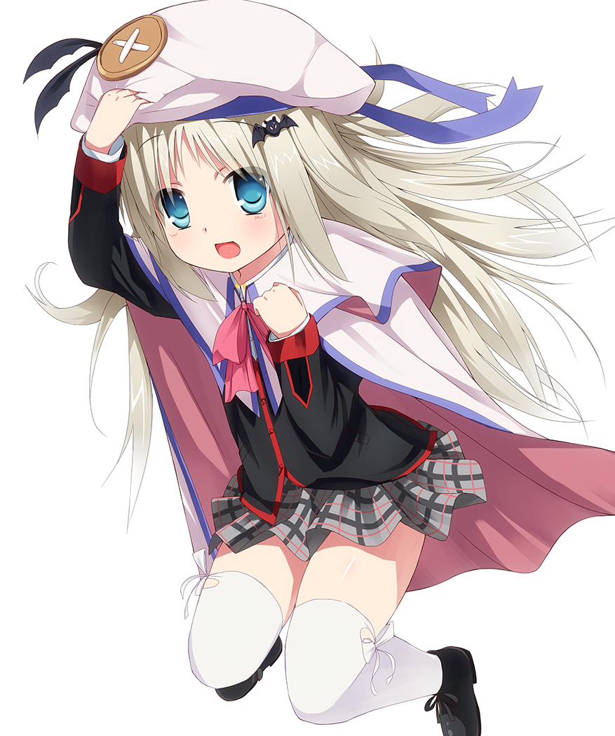 bat, blue_eyes, cape, hair_ornament, hat, little_busters!!, long_hair, noumi_kudryavka