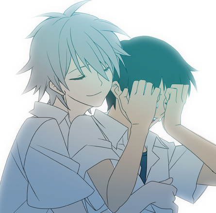 brown_hair, crying, evangelion:_3.0_you_can_(not)_redo, hug, hug_from_behind, ikari_shinji, lowres, multiple_boys