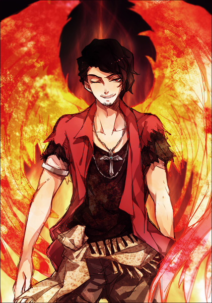 1boy, fire, kamen_rider, kamen_rider_wizard_(series), male, phoenix_(kamen_rider_wizard), solo, wings, yuugo_(kamen_rider_wizard)