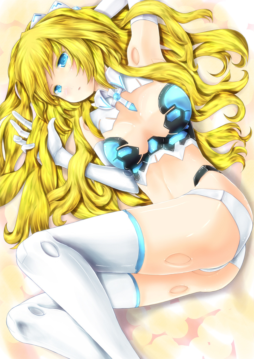 altrene, ass, blonde_hair, blue_eyes, blush, breasts, busou_shinki, cleavage