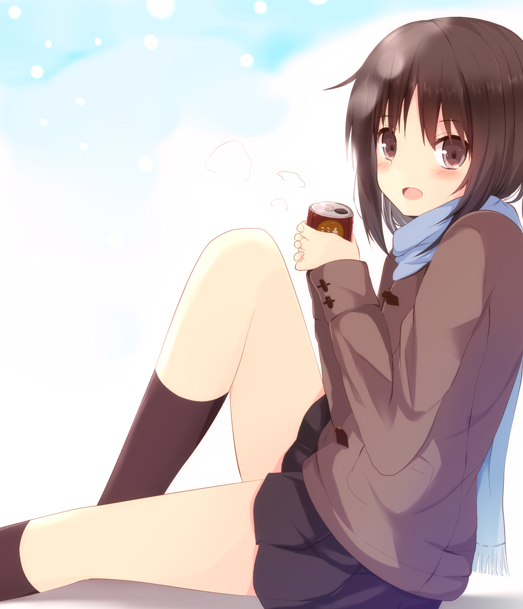 :d, again8120, black_hair, blush, brown_eyes, can, highres, holding