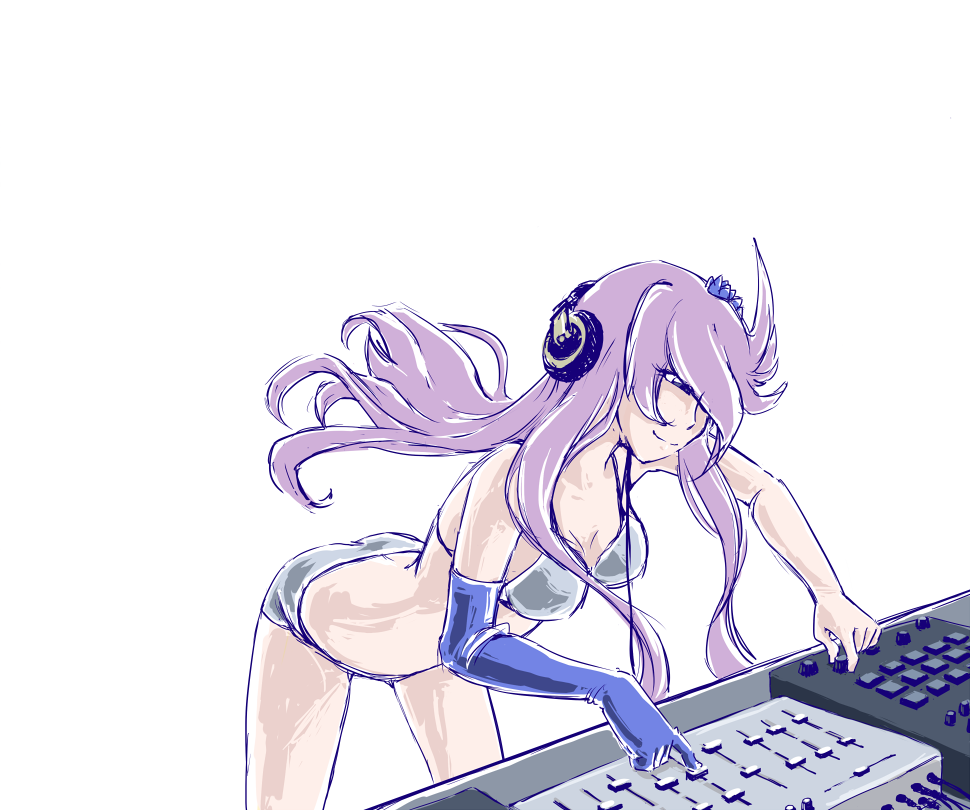 bent_over, bikini, blue_eyes, breasts, cure_moonlight, dj, drawfag, gloves