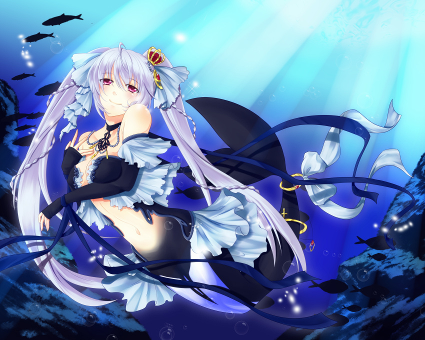 bermuda_triangle, breasts, cardfight!!_vanguard, highres, long_hair, mermaid, monster_girl, purple_hair