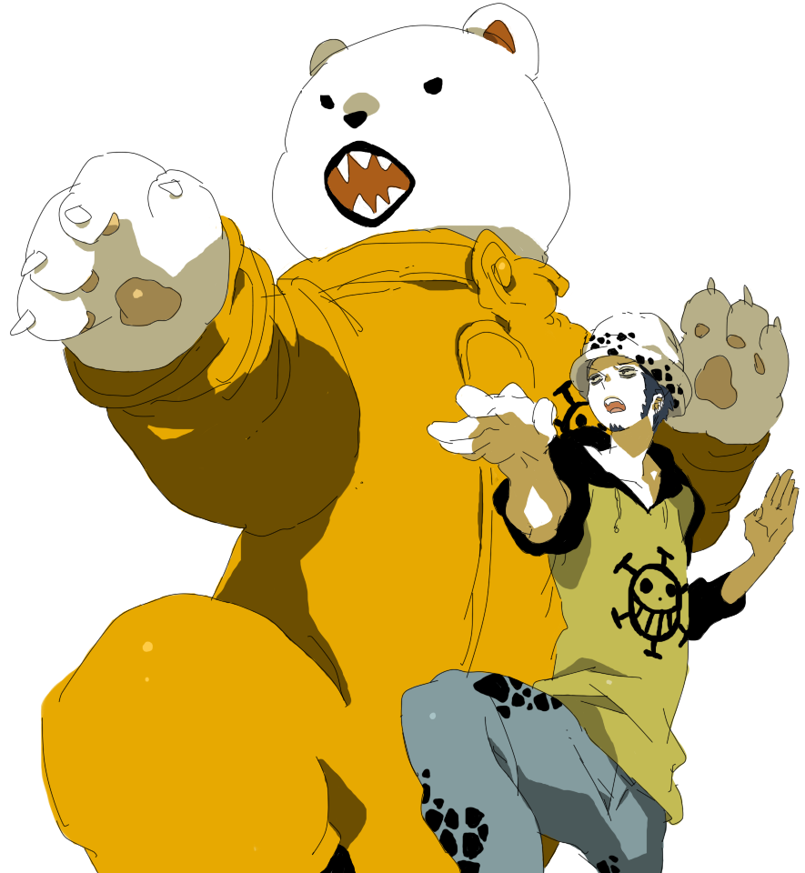 animal, bear, bepo, black_hair, hat, one_piece, trafalgar_law