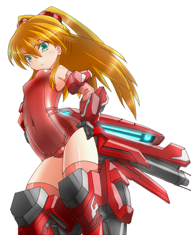 bare_shoulders, breasts, character_request, cyber_angels_valforce, densou_tenshi_valforce, elbow_gloves, gloves, green_eyes