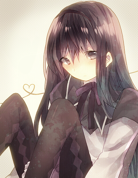 akemi_homura, black_hair, grey_eyes, hairband, heart, heart_of_string, long_hair, mahou_shoujo_madoka_magica