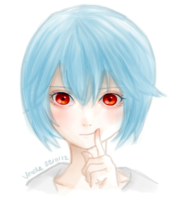 blue_hair, jasminverde, neon_genesis_evangelion, red_eyes, short_hair, smile