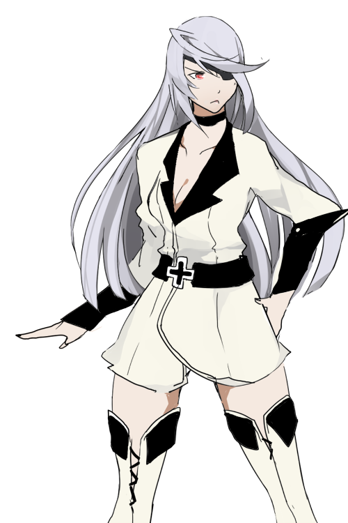 ahoge, akame_ga_kill!, boots, breasts, choker, cleavage, cosplay, drawfag