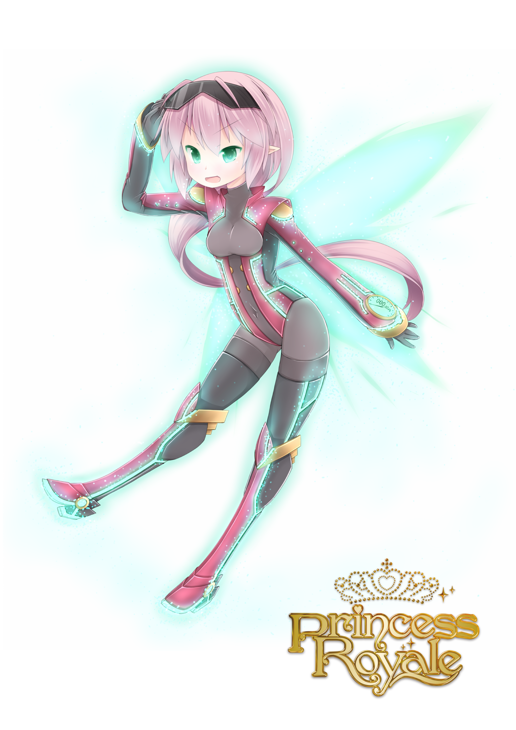 bodysuit, fairy, green_eyes, heart, highres, navel, nightmare_cat, open_mouth