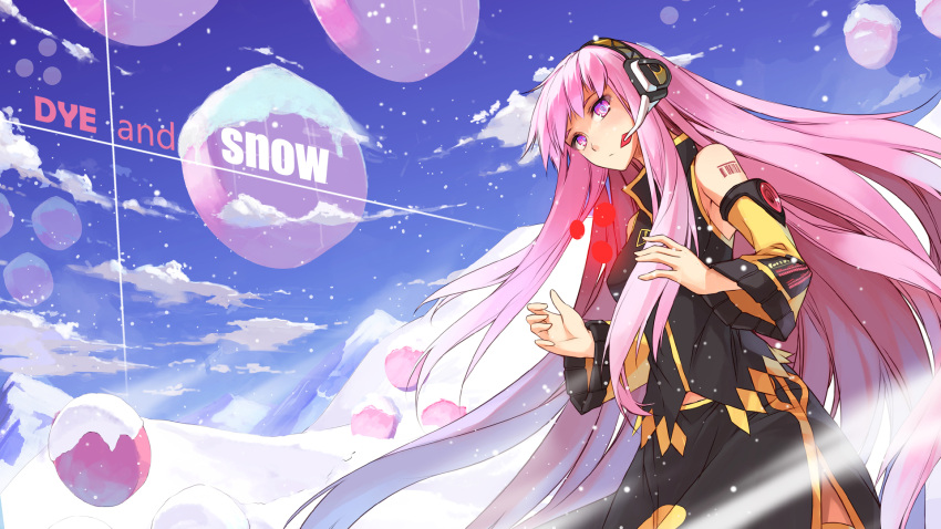 avtechno!, cloud, clouds, detached_sleeves, dye_(vocaloid), headphones, headset, highres