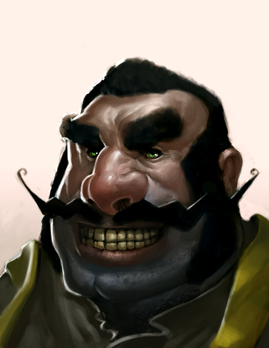 chest_hair, commentary, eyebrows, facial_hair, green_eyes, male, mustache, nintendo, realistic, robotpencil, sideburns, solo, teeth, wario