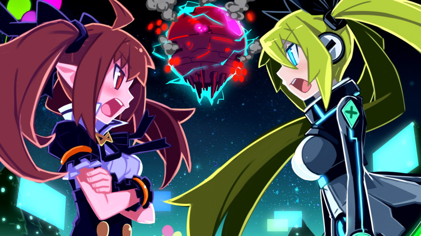 ahoge, aqua_eyes, attouteki_yuugi_mugen_souls, blonde_hair, blush, brown_hair, chou_chou, chou_chou_tsundere