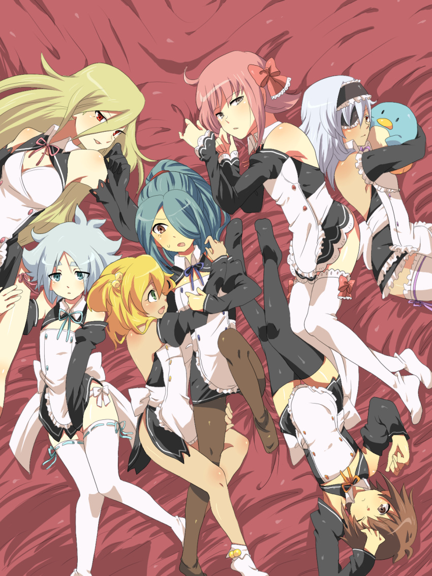 amane_(dream_c_club), amane_(dream_c_club)_(cosplay), aphrodite_(inazuma_eleven), blonde_hair, blue_hair, brown_hair, cosplay, dream_c_club