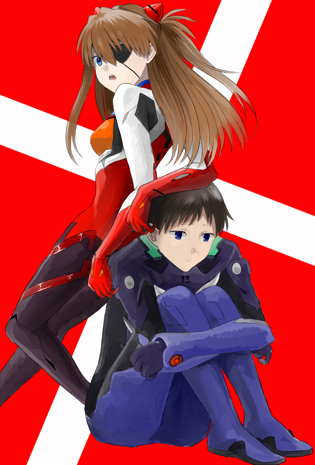 1girl, blue_eyes, brown_hair, crossed_arms, evangelion:_3.0_you_can_(not)_redo, eyepatch, hair_ornament, headrest