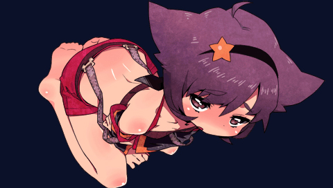 :o, barefoot, blush, body_blush, criminal_girls, feet, game_cg, hairband