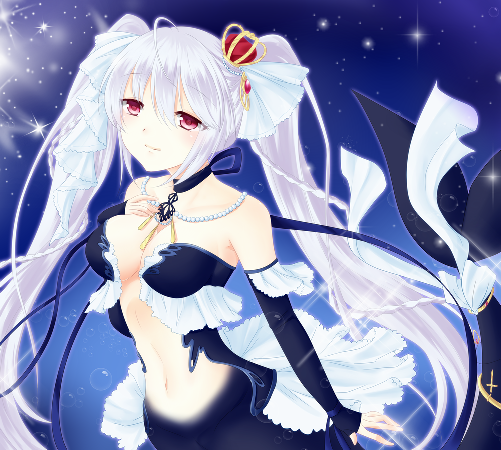 bermuda_triangle, breasts, cardfight!!_vanguard, long_hair, mermaid, monster_girl, smile, solo