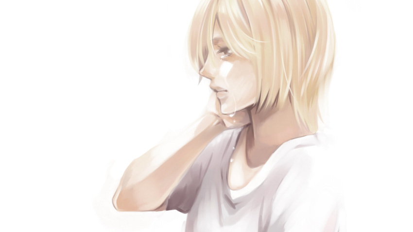 blonde_hair, highres, nico_nico_douga, nico_nico_singer, sato_iruno, solo, tears, white