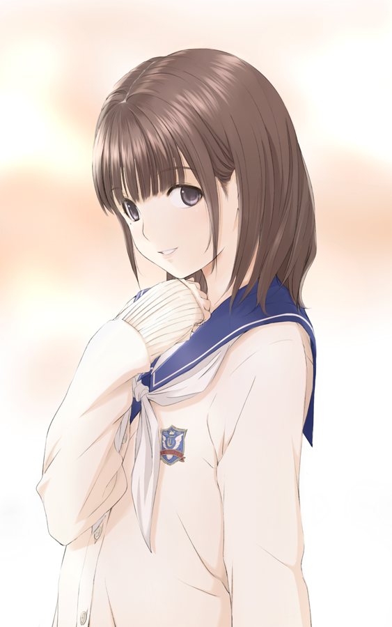 anegasaki_nene, black_eyes, black_hair, brown_hair, cardigan, kuuyuu, long_hair, love_plus