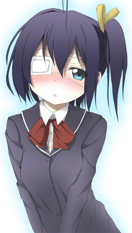 ahoge, black_hair, blazer, blue_eyes, blush, bow, chuunibyou_demo_koi_ga_shitai!, d: