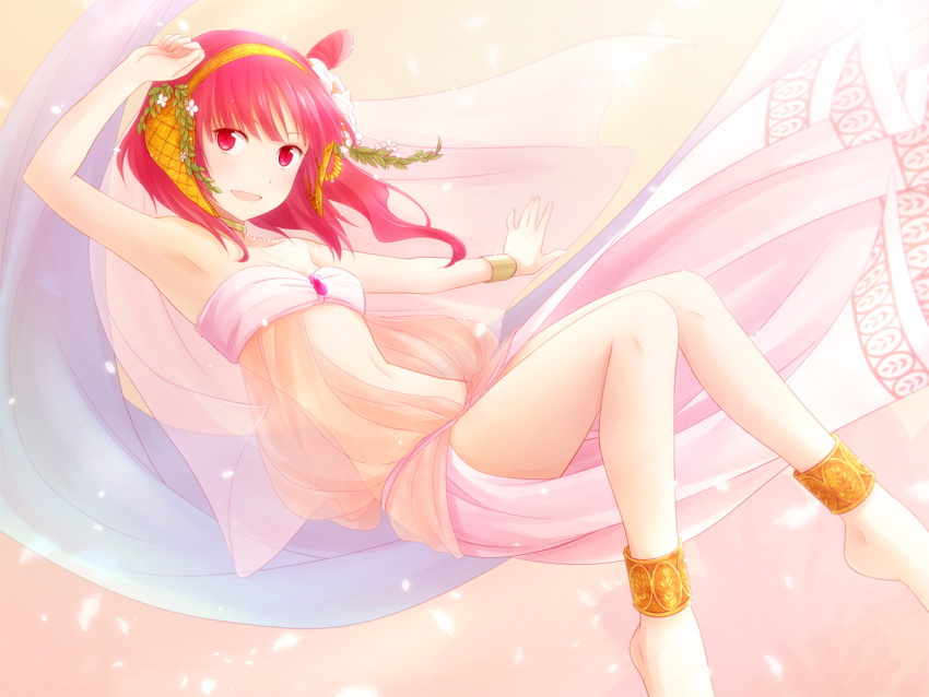 ankle_band, ankle_cuffs, anklet, arya_(artist), barefoot, blush, hair_ornament, hairband