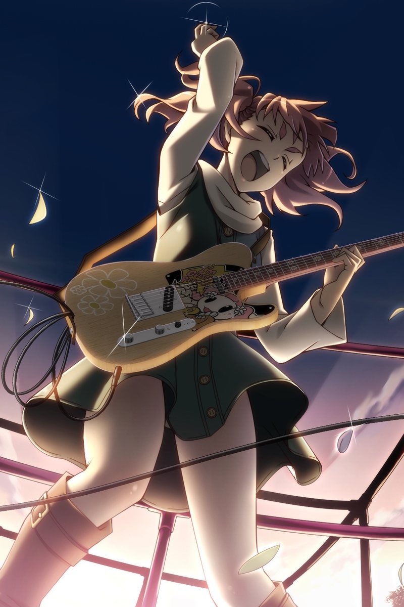 deardrops, dress, fujimaru_(bluebrand), game_cg, guitar, highres, instrument, jungle_gym