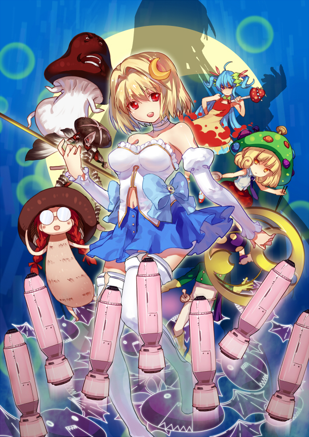 blonde_hair, boots, carnival_phantasm, character_request, detached_sleeves, hair_intakes, high_boots, magical_girl