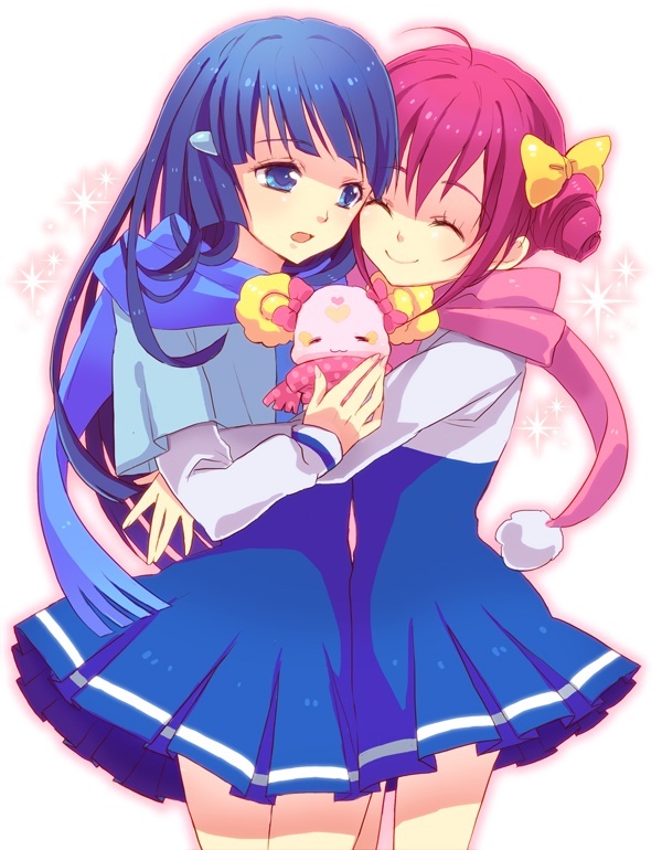 aoki_reika, blue_eyes, blue_hair, bow, candy_(smile_precure!), closed_eyes, eyes_closed, hair_bow