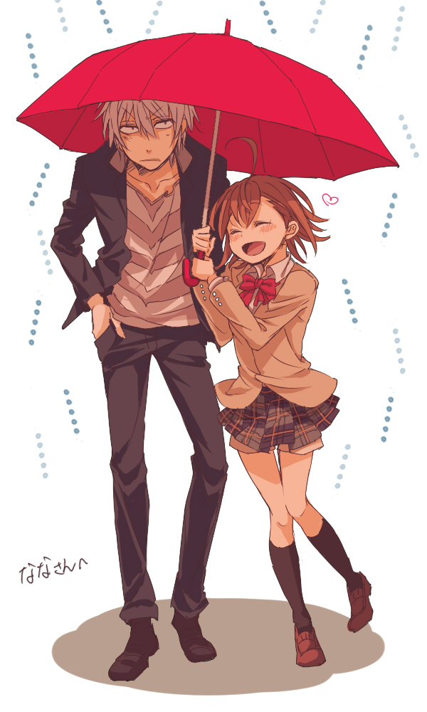 1girl, accelerator, ahoge, albino, blazer, blush, bow, brown_hair