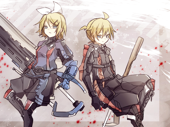 1girl, ahoge, armor, blonde_hair, blue_eyes, breastplate, cosplay, gauntlets