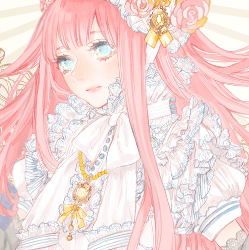 flower, frills, hair_flower, hair_ornament, megurine_luka, pink_hair, vocaloid, yua_(tick-tack)