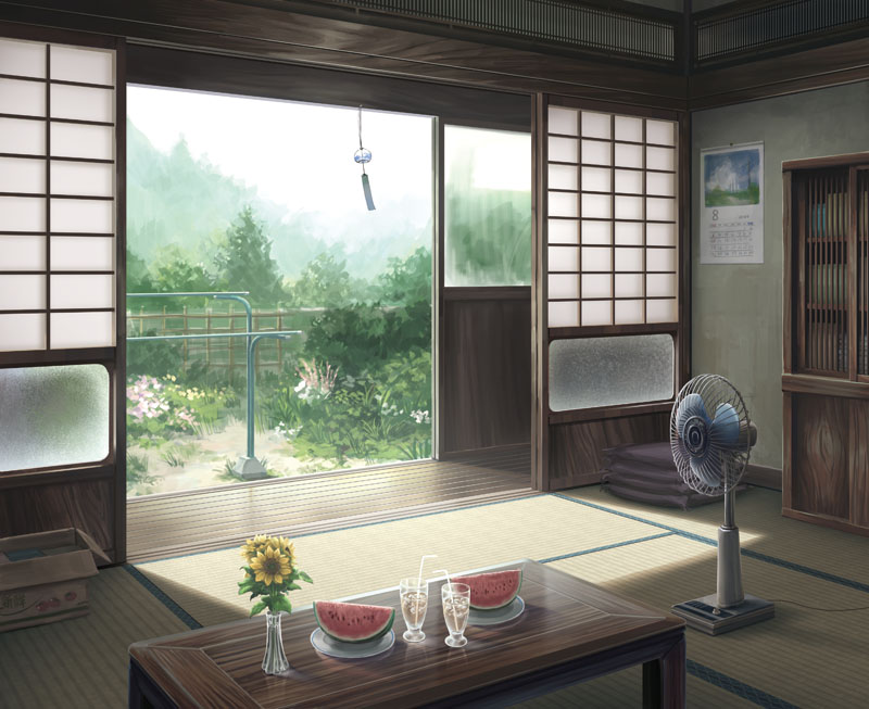 bookshelf, box, cable, calendar_(object), cardboard_box, electric_fan, flower, food