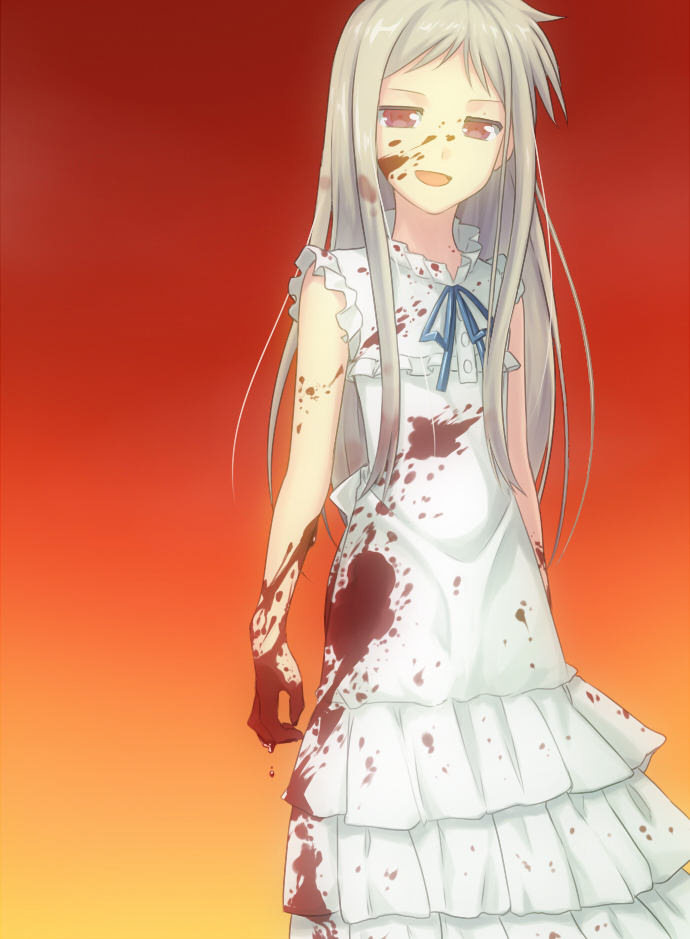 :d, ano_hi_mita_hana_no_namae_wo_bokutachi_wa_mada_shiranai, blood, dress, empty_eyes, flat_gaze, honma_meiko, long_hair