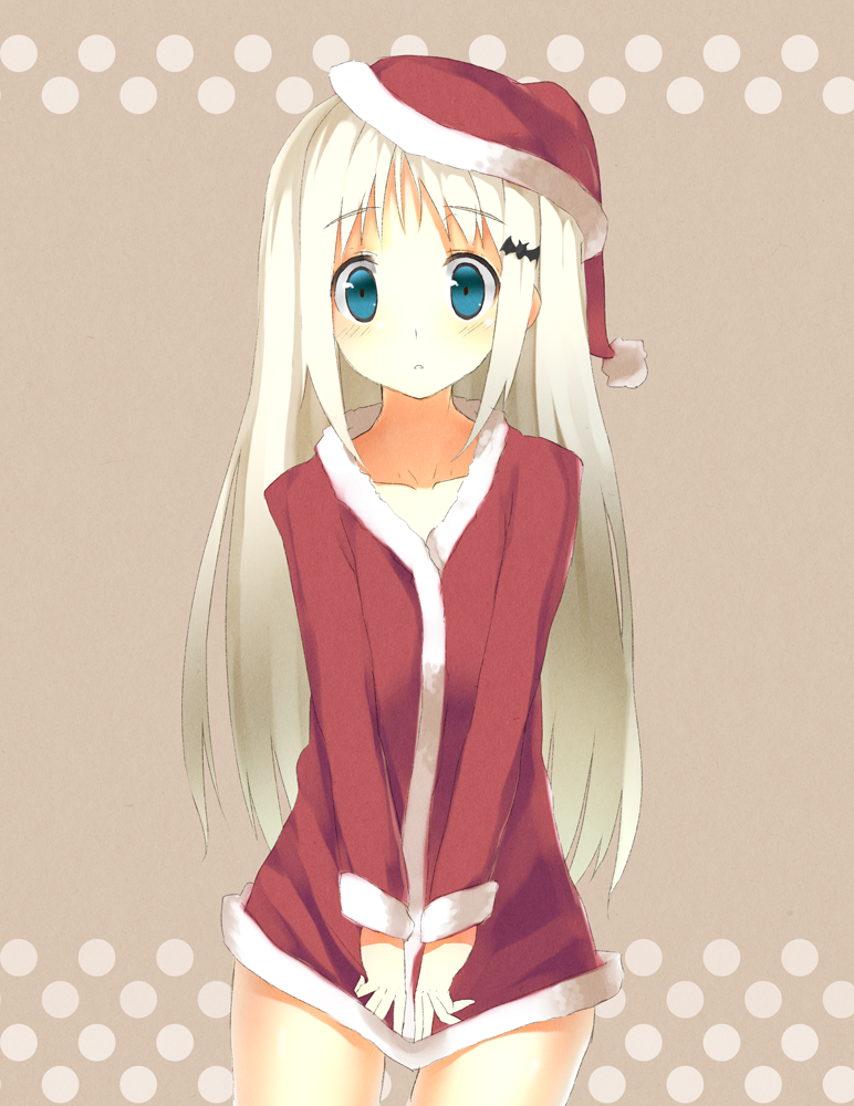 blonde_hair, blue_eyes, fikusipu, hat, little_busters!!, long_hair, noumi_kudryavka, santa_costume