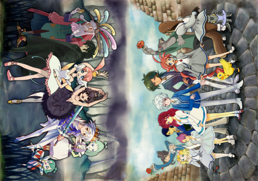 6+girls, ahiru, ahiru_(duck), ahoge, alternate_costume, anteater, anteaterina, artist_request