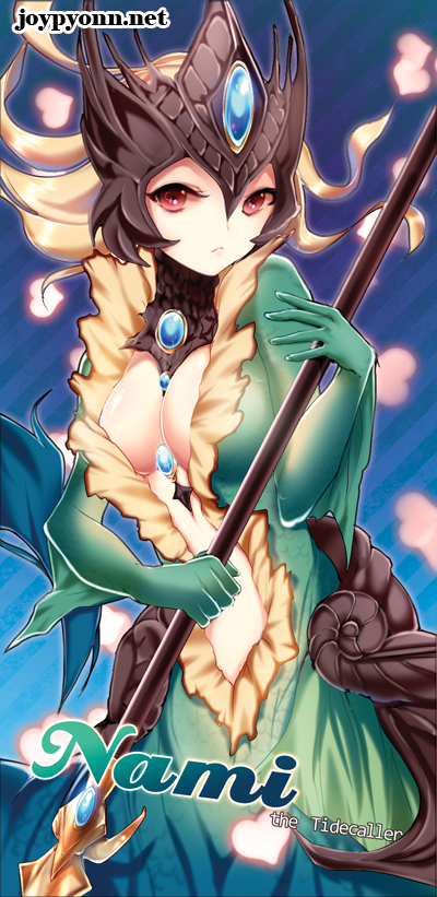 blonde_hair, breasts, center_opening, character_name, heart, joypyonn, league_of_legends, monster_girl