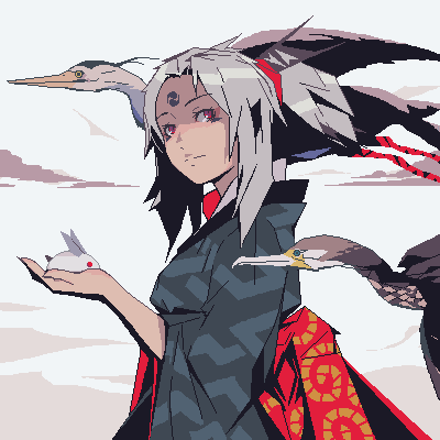 bird, cloud, clouds, cormorant, eizoku, heron, lowres, original, red_eyes, snow_bunny, solo
