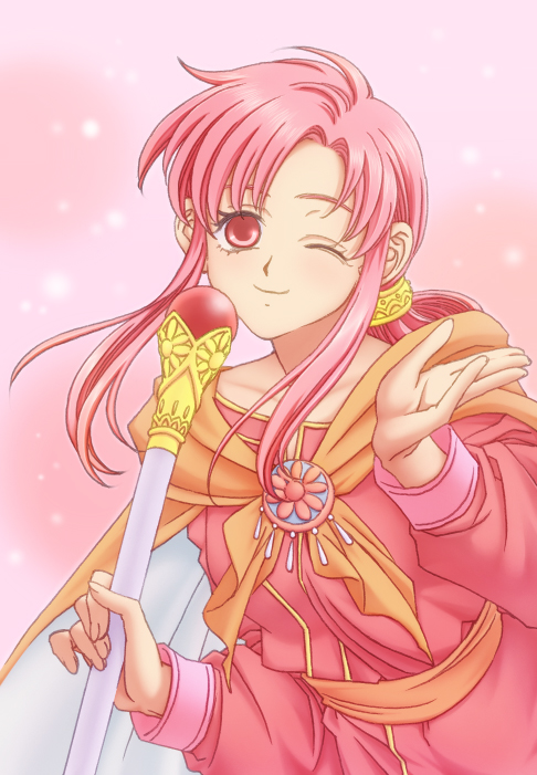 blush, cape, ethlin_(fire_emblem), fire_emblem, fire_emblem:_seisen_no_keifu, kuroma_(einin), long_hair, pink_eyes