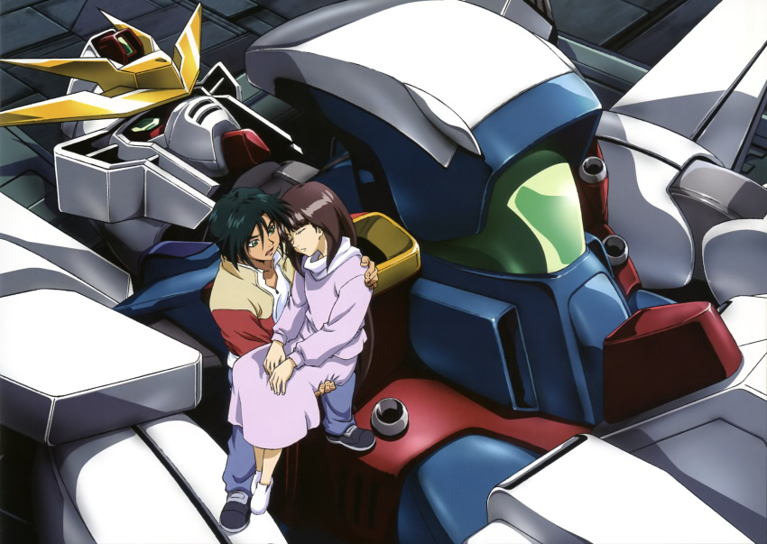 1girl, after_war_gundam_x, garrod_ran, gundam, gundam_x, highres, long_hair, mecha