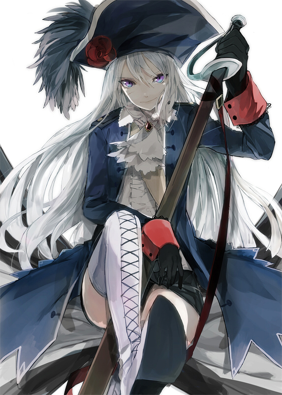 axis_powers_hetalia, black_gloves, blue_eyes, boots, brooch, cravat, cross-laced_footwear, feathers