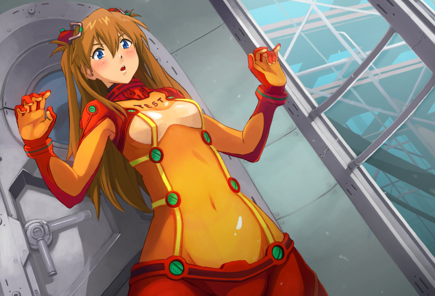 blue_eyes, blush, brown_hair, elrowa, evangelion:_2.0_you_can_(not)_advance, evangelion:_3.0_you_can_(not)_redo, hair_ornament, long_hair