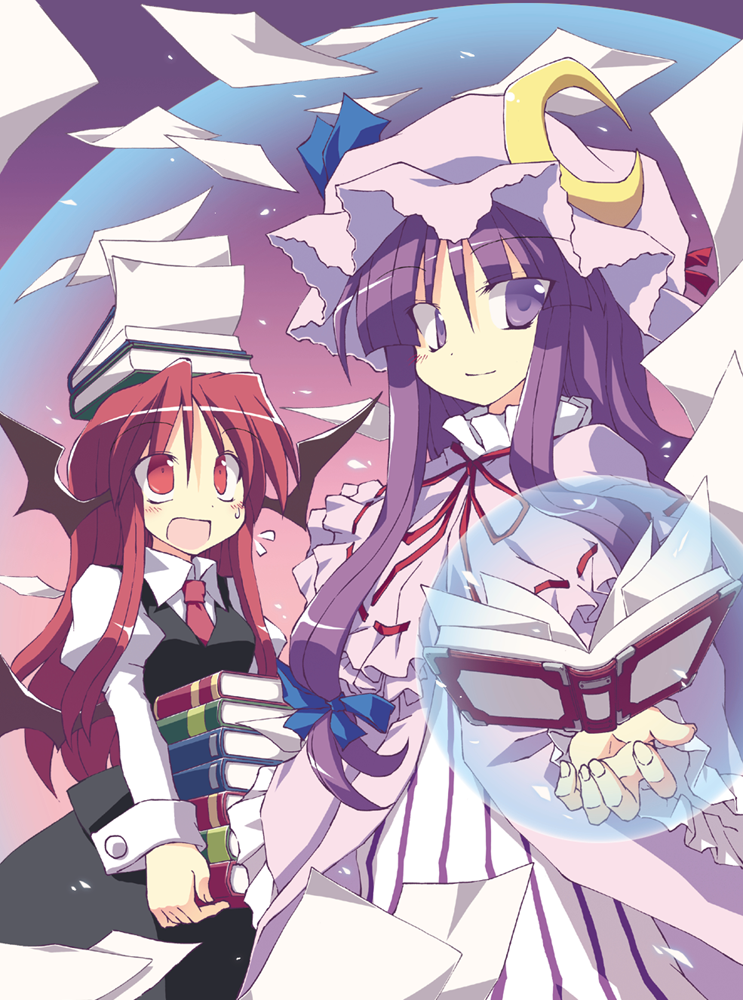 :d, :o, bat_wings, blush, book, book_on_head, capelet, crescent