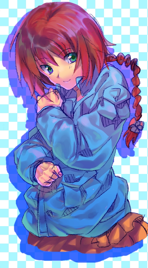 braid, darker_than_black, green_eyes, long_hair, motiko, red_hair, redhead, sketch